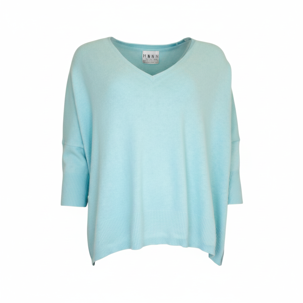 TWNS the label knitted pullover short sleeves V neck oversized jefferson